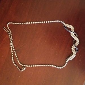 Black & Silver Swirled Rhinestone Necklace EUC